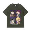 275 GSM Washed T-shirts 100% Cotton Demon Slayer V80 Hashiras Chibi Print Unisex Heavy Cotton T Shirt