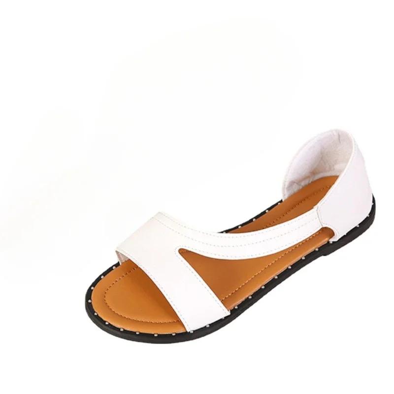 Fashion Shoes for Women 2024 High Quality Slip on Women's Sandals Summer Outdoor Solid Open Toe Low-heeled Roman Beach Sandals Women