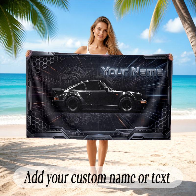 City Cyberpunk Theme Soft Beach Towel Personalized Custom Name Text Towel Portable for Beach Pool Travel