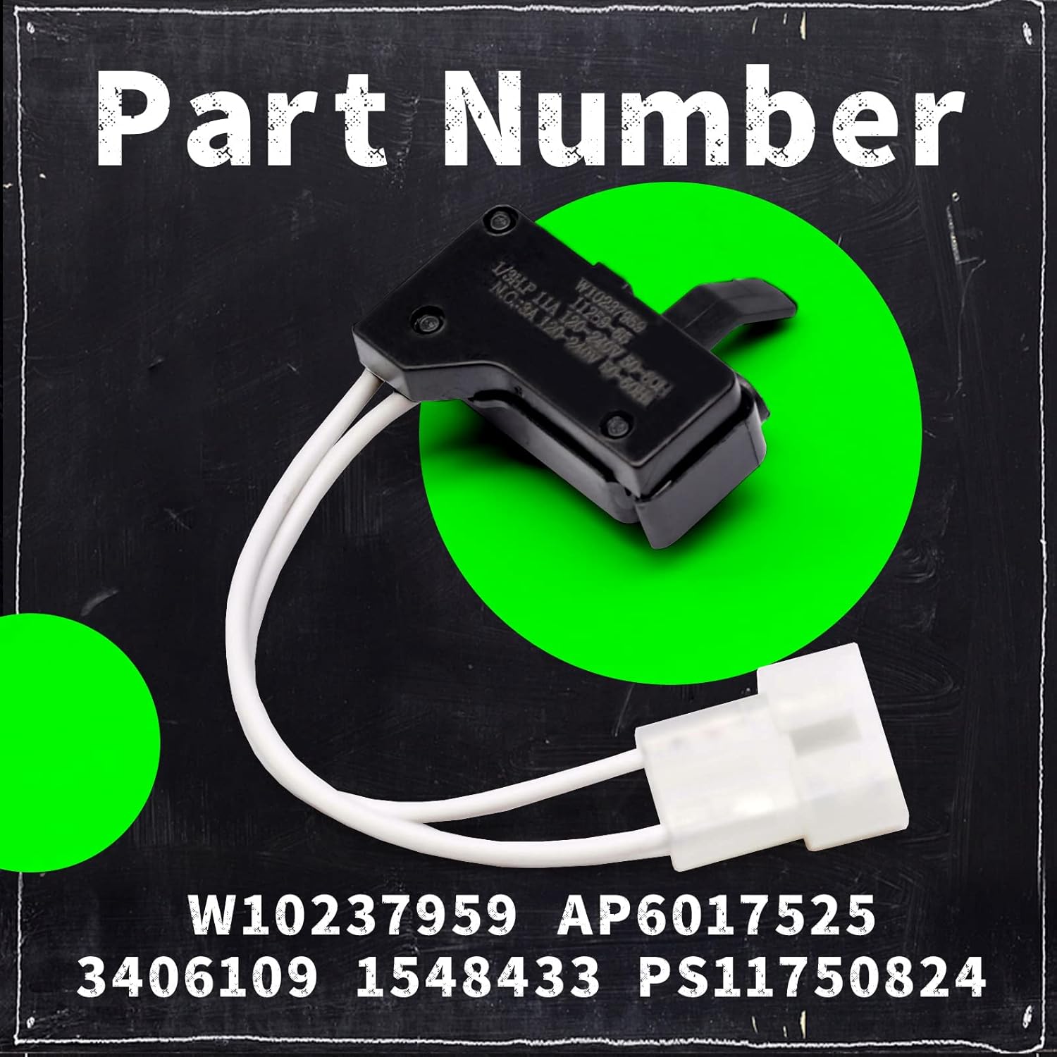 W10237959 Dryer Door Switch Compatible with Whirlpool replcement for Kenmore for Amana for Roper for Maytag Most Brand Dryer, Replaces W10237959