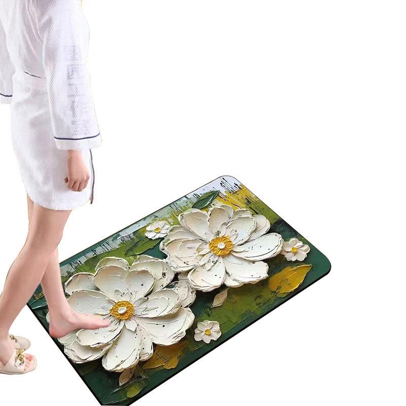 Soft, Non-Slip Daisy Diatom Mud Bathroom Mat - Quick-Dry & Thick Water-Absorbent Floor Mat
