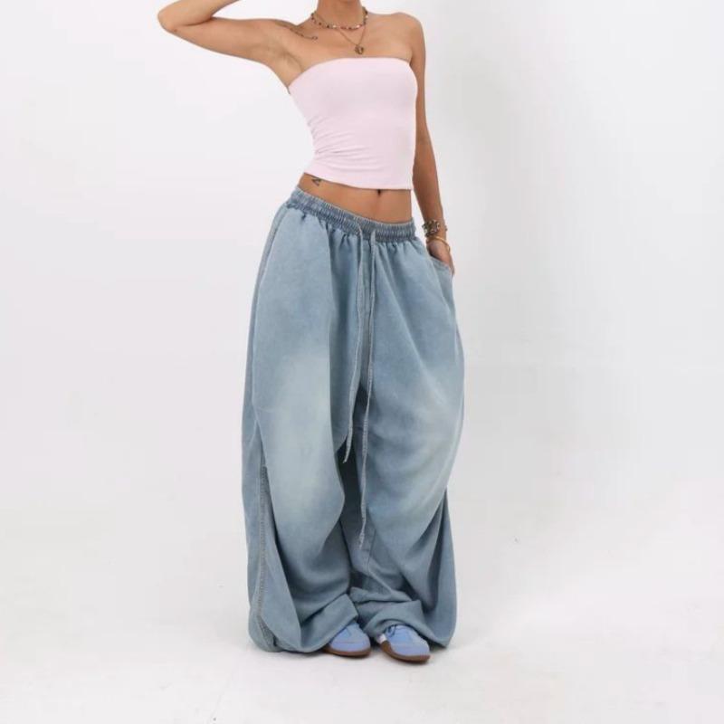 European and American Versatile Loose Jeans Women 2025 American Retro High Street Wide-leg Loose Trousers Trend Ins