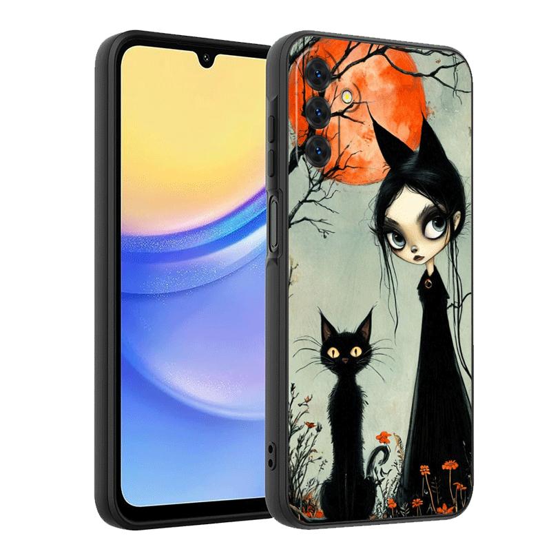 Black Cat Witch Aesthetics Soft Phone Case for Samsung A17 A37 A57 A16 A26 A36 A56 A15 A25 A35 A55 A14 A24 A34 A54 A13 A23 A33 A