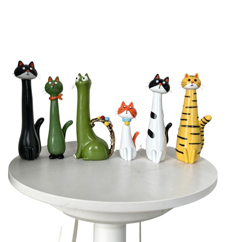 Cat Shaped Resin Vase 1 Piece Cute Long Necked Flower Holder Creative Cat Decor for Home Office Desk