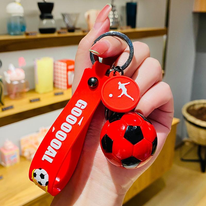 Quirky Cartoon Soccer Keychain Eyecatching Faux Football Bag Fob