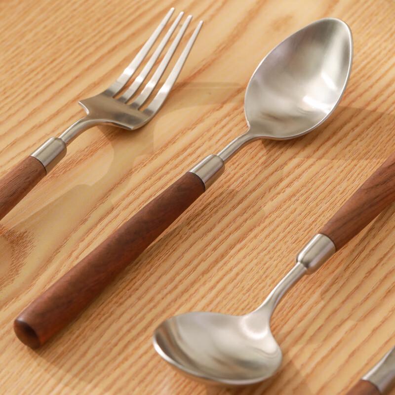 Zuozhixun Vintage Walnussgriff 304 Edelstahl Dinnergabel Set