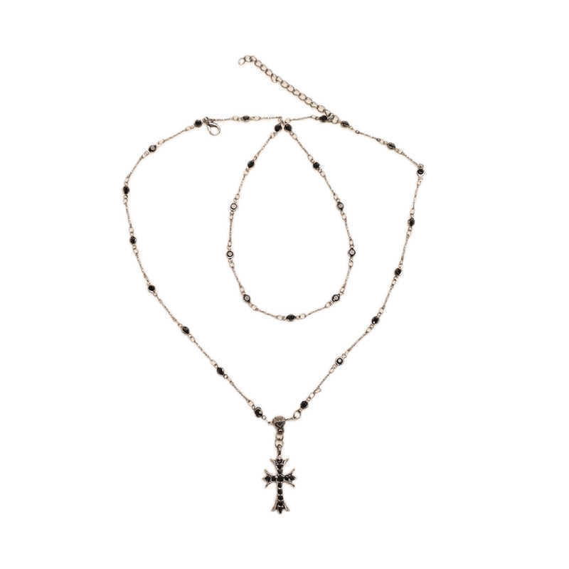 Simple Geometric Cross Pendant Necklace For Women With Sparkling Crystals Summer