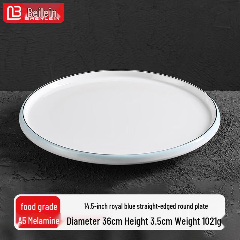Melamine Blue Rim Dinner Plate
