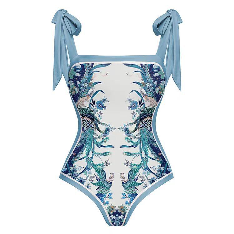 2023 European & American Retro French Double-Sided Swimsuit Set: One-Piece & Bikini