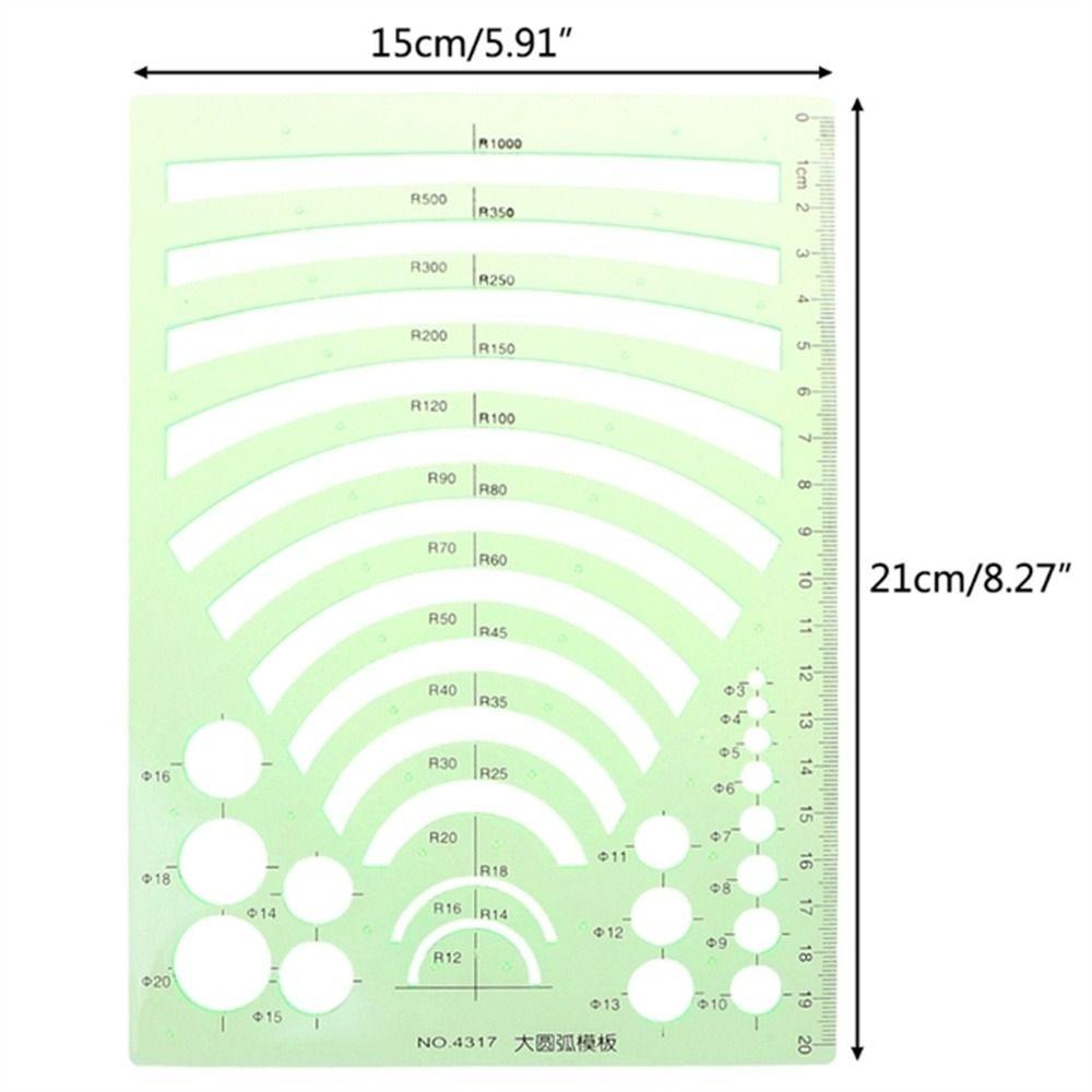 Plastic Green Circles Multi Shaped Oval Curve Ruler Drawing Ruler Geometric Ruler Template Ruler