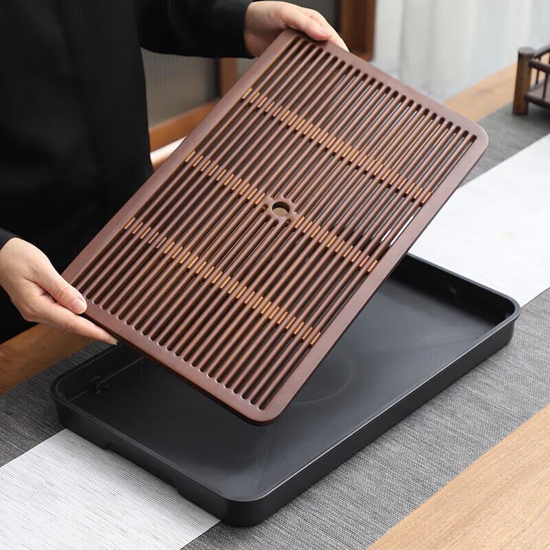 Qi Xuanyuan Rectangular Kung Fu Tea Tray with Drainage & Storage