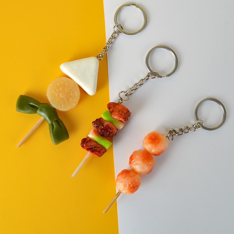 Spiedino di Calamari Pvc Porta Chiave Auto Chiave di Casa Cibo Finto Portachiavi Spiedino Simulatione Portachiavi Barbecue Moda Coreana Gioielli Ciondolo per Borsa