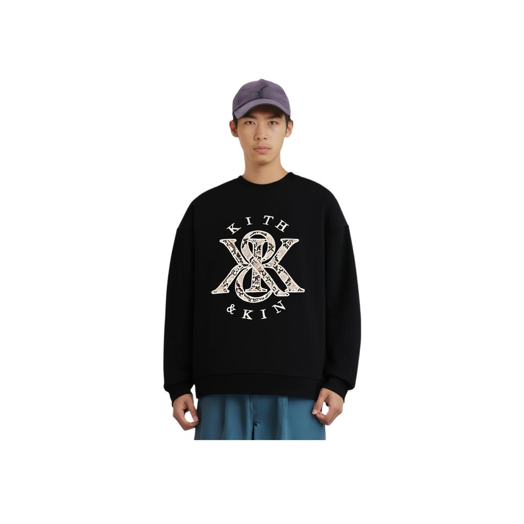Kith K&K Python Nelson Crewneck Black Men Tops KHM032807-001
