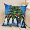 Cute Colorful Penguin Cushion Cover Silky Short Plush Invisible Zipper Dustproof Sofa Pillow Case For Home Decor