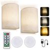 Wall Sconces Set Of 2, Rechargeable Wall Lights With Remote Control, Linen Lampshade, Rechargeable Magnetic Ball Lamp, 3 Colors Changeable Dimmable