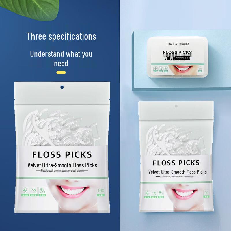 CHAHUA Disposable Ultra-Fine Dental Floss Sticks, 100 Count