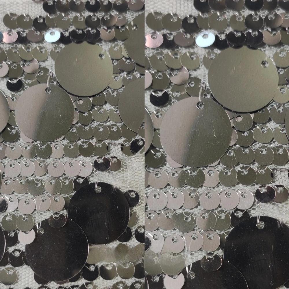 1yards 5+18mm Silver Shiny Beaded Fabric for DIY Sewing Stage & Costume Dress Background Clothing Supplies Handmade DIY Etc.