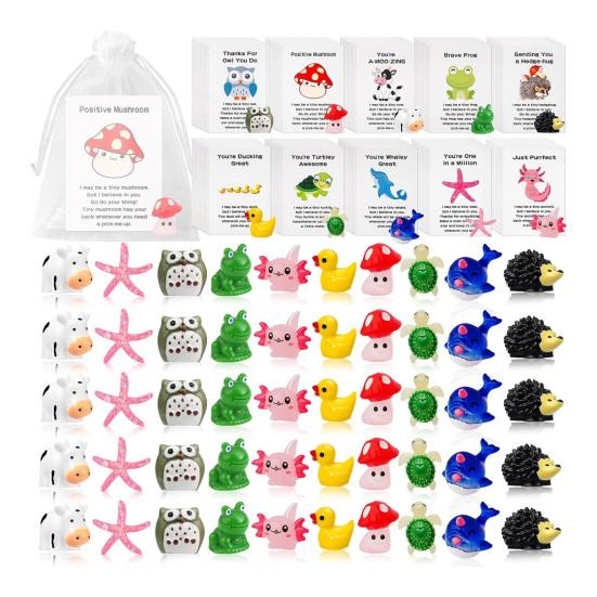 Employee Appreciation Gifts Bulk for Coworkers Funny Resin Animals with Thank You Cards Inspirational Office Pocket Gifts