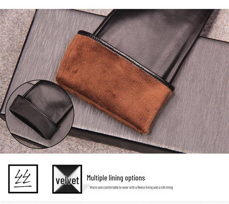 Women's Long Lambskin Gloves - Winter Velvet Warm Touchscreen Arm Cover, Korean Style
