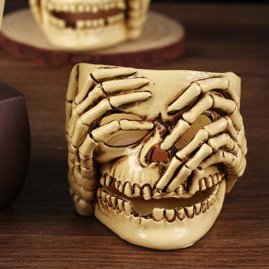 Cool Halloween Decorations Skull Candle Holder Decor Resin Gothic Table Ornament