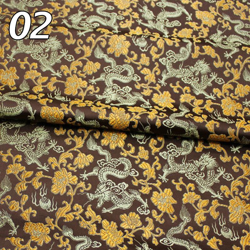 Chinese Traditional Embroidered Silk Brocade Dragon Pattern Fabric Tang Suit Hanfu Cheongsam Kid Wear Pillow Decoration Handmade