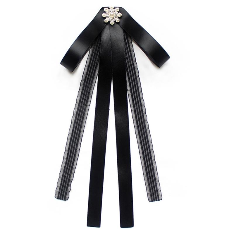 

Ribbon Bowtie Shirt Collar Pin for Women Brooch Pin Lace Bowknot for School Uniform Casual Wear Shirt Decorative Necktie