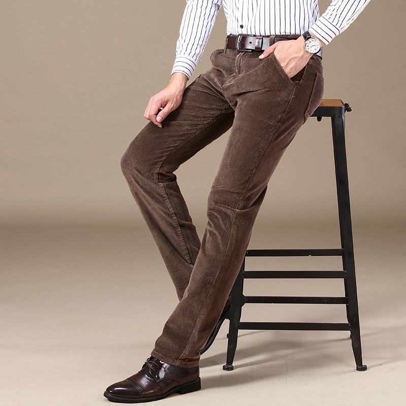 Pantaloni a coste autunnali da uomo in cotone spessi slim dritti elastici pantaloni casual da lavoro moda kaki abbigliamento maschile