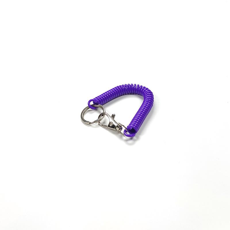 Colorful Retractable Plastic Spring Rope Keychain - Portable Anti-Lost Keyring