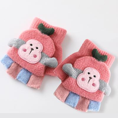 1 Pair Knitted Convertible Gloves with Fun Design, Flip Top for Full Finger Warmth, Stretch Cuff for Indoor & Outdoor Activities