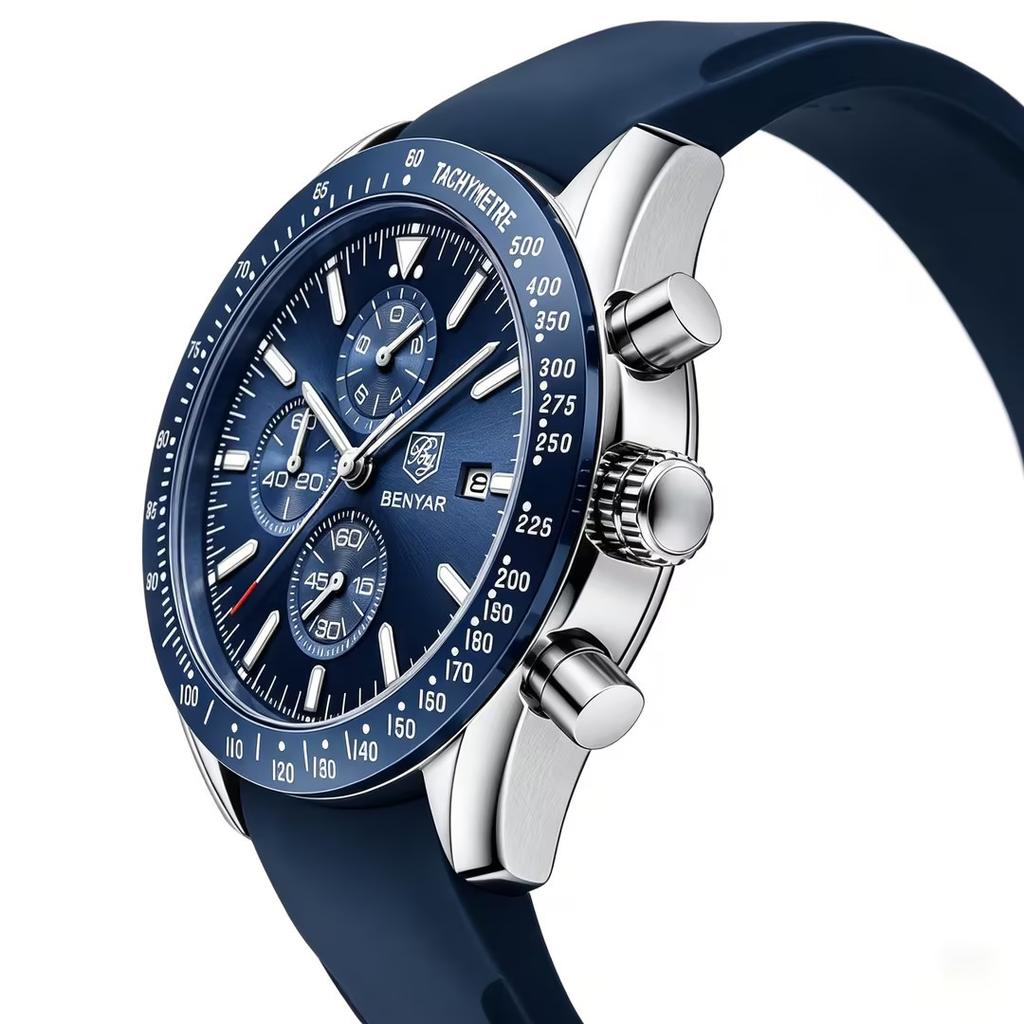 Men's multi-function chronograph sports watch business men's watch, luminous calendar quartz watch