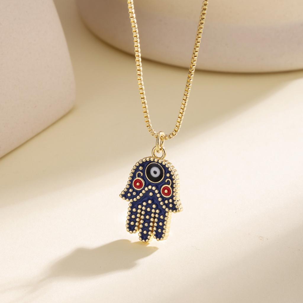 Nidin Fashion Necklace Lucky Hamsa Hand Evil Eye Pendant For Women Men Colorful Enamel Turkish Protection Amulet Jewelry Gifts
