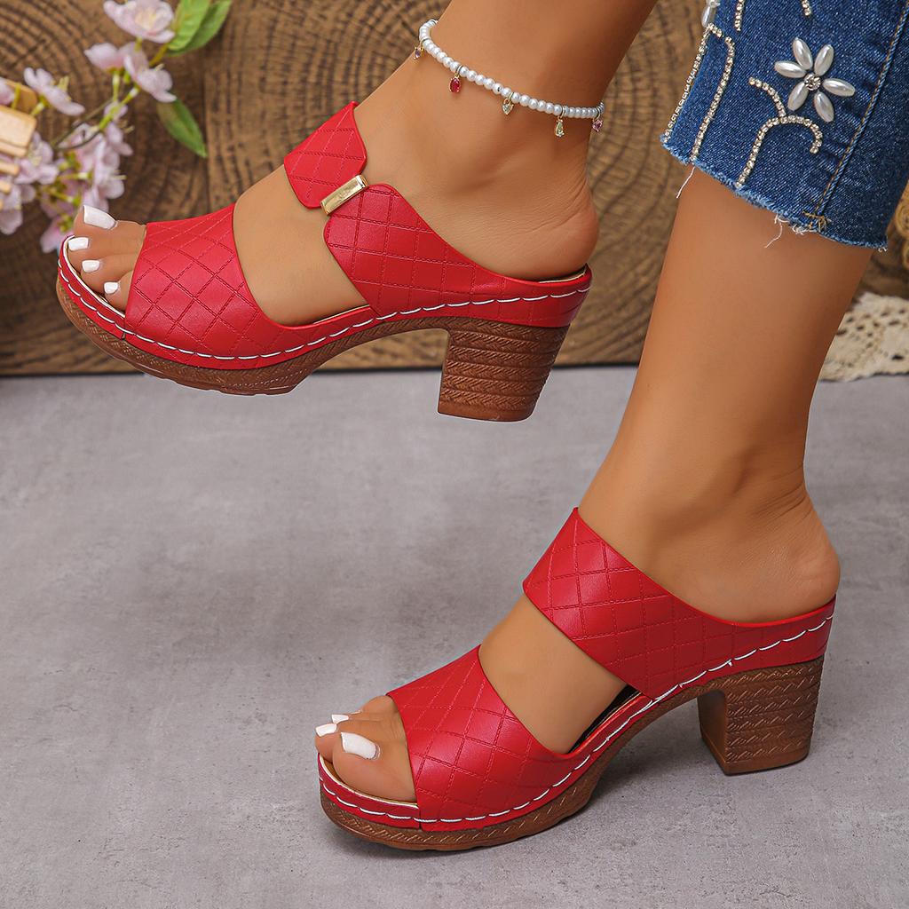 Fashion Women Summer Lightweight Hollow Sandals High Heels New Dress Chunky Open Toe Slippers Female 2025 Casual Slingback Slides Shoes