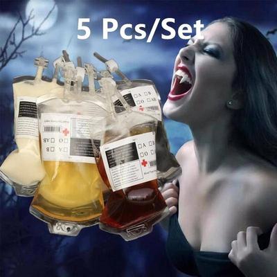 5 Pièces Poches à Sang IV Réutilisables Décoration Contenant à Boisson Maison Hantée Fête d'Halloween