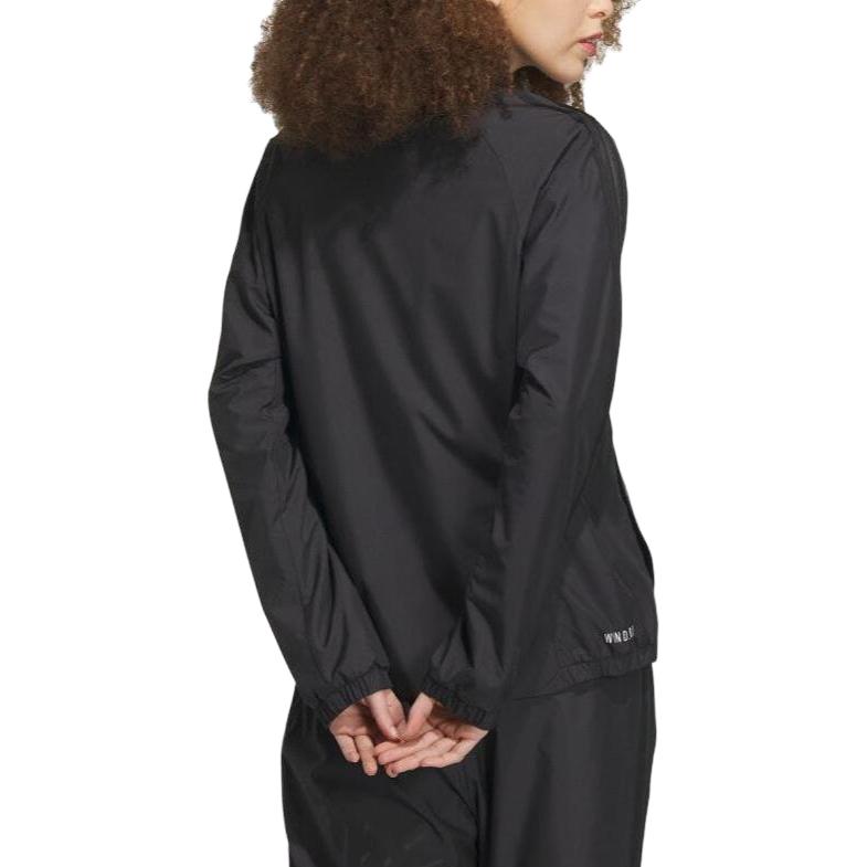 Adidas Solid Color Letter Print Zip Stand Collar Long Sleeve Jacket Women jackets Black IK9862