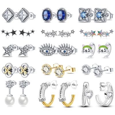 Ohrringe Für Frauen Silber 925 Mode Shell Perle Ohrringe Kubischen Zirkon Runde Gänseblümchen Blume Ohr Studs Silber 925 Original schmuck