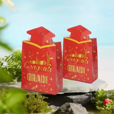 20pcs Durable Congrats Grad Graduation Hat Box Paper Material Unique Candy Gift Bag Celebration Chocolate Box Gift Giving