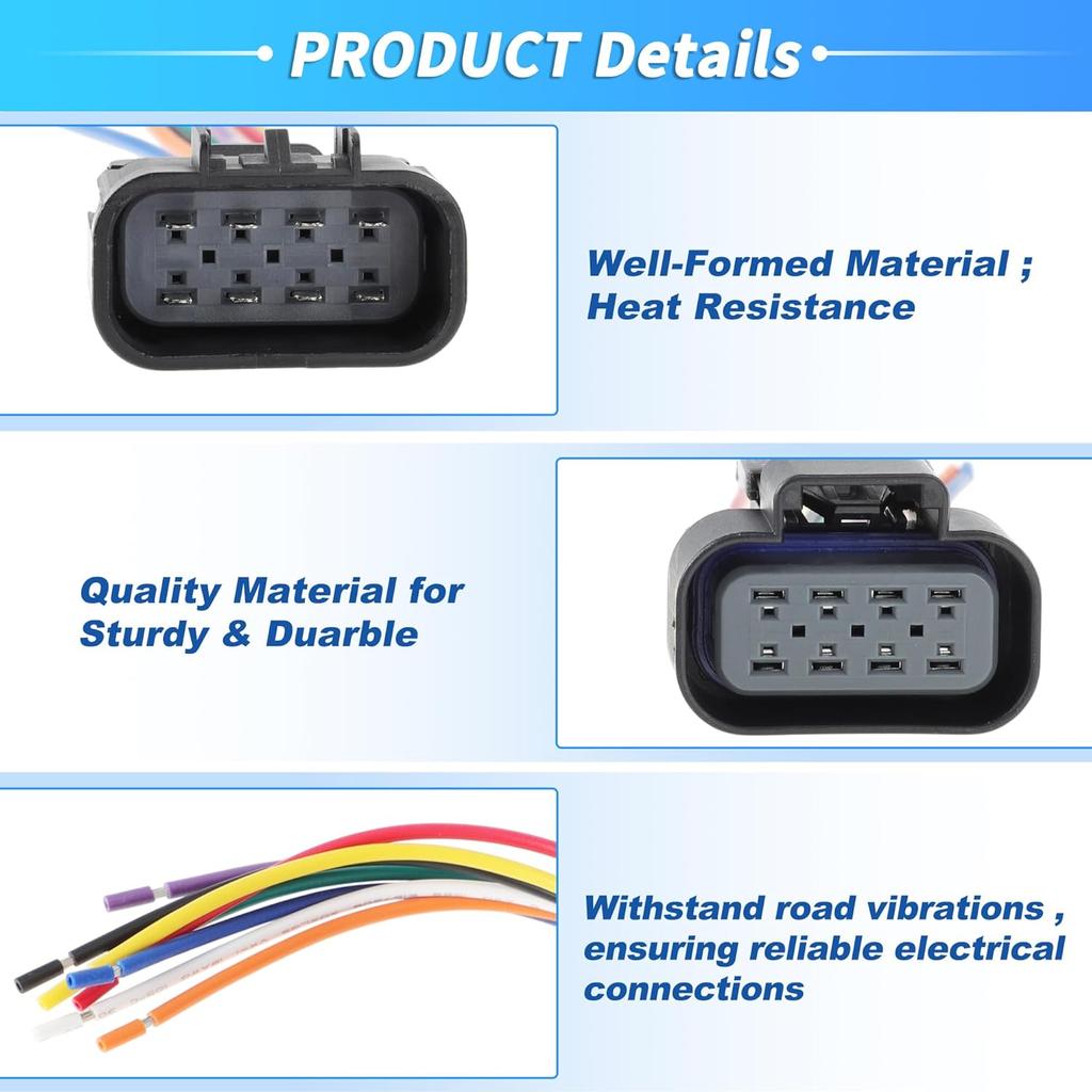 No.22853028 Male and Female Headlights Connector Harness Plug Wire for Chevrolet Silverado 2007-2015 8 Pin Left and Right Headlights Connector