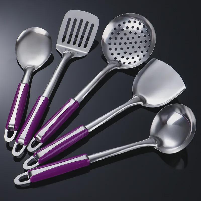 8-Piece Stainless Steel Kitchenware Set: Cooking & Frying Spatulas, Soup Spoon, Colander, Rice Spoon