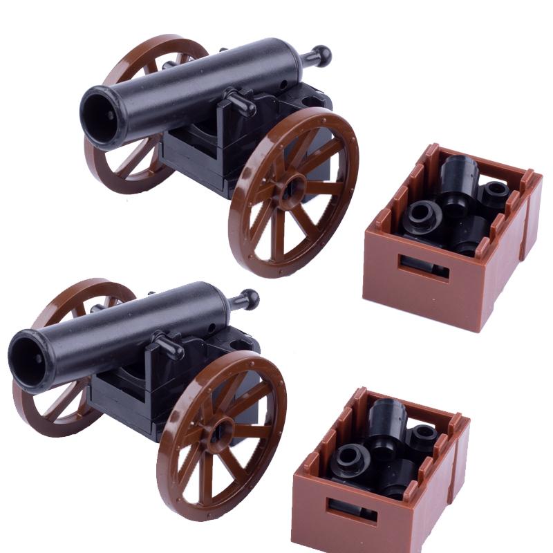 Viduramžių Piratų Patrankos Statybinės Detalės Pirmojo Pasaulinio Karo Karinės Armijos JK Kareivių Figūrėlės Ginklai Ginklų Vežimėlio Aksesuarai Plytos Žaislai Berniukams
