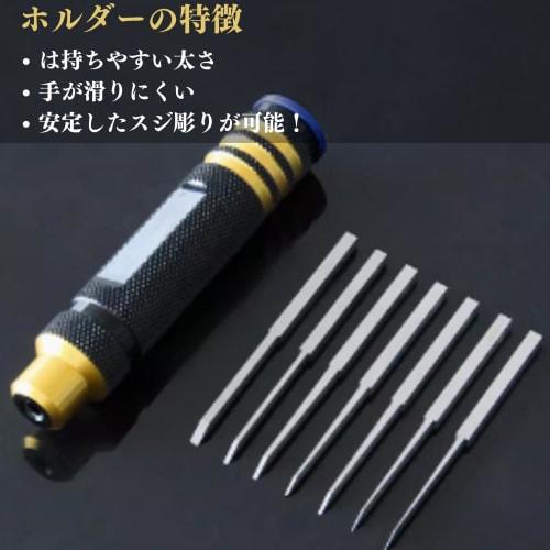 Quikaboo Line Chisel for Panel Lines and Panel Scribers, Tungsten Steel, Seven-Blade Set for Plastic Models