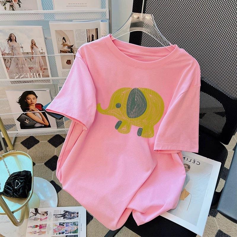 Tricou cu mânecă scurtă din bumbac pur, alb, pentru femei, de vară, nou, de dimensiuni mari, design lejer, imprimat, subțire, cu mânecă jumătate