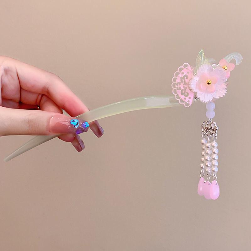 Elegant Chinese Metal Hairpin with Tassels - High-End Ancient Style Hanfu Accessory