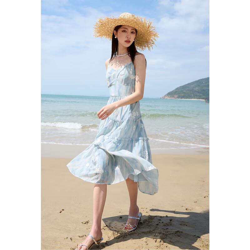 

Sancai 2025 Summer Plus Size V-Neck Floral Chiffon Maxi Dress XL (170/96B)