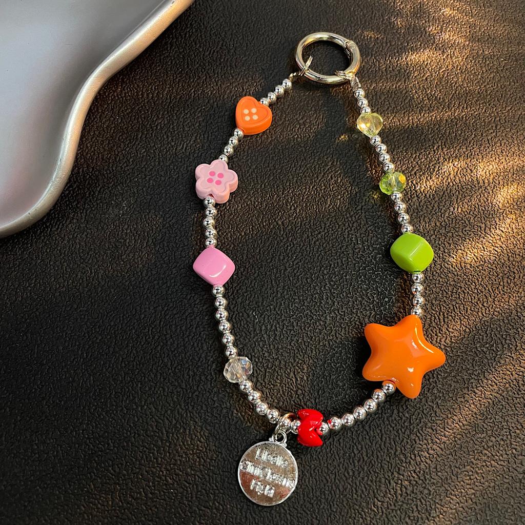 Colorful Dopamine Beaded Phone Chain Summer Wrist Strap Korean Ins Style Cute Accessory