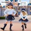 Keying Girls' 2026 Spring Preppy Style Shirt & Skirt Set