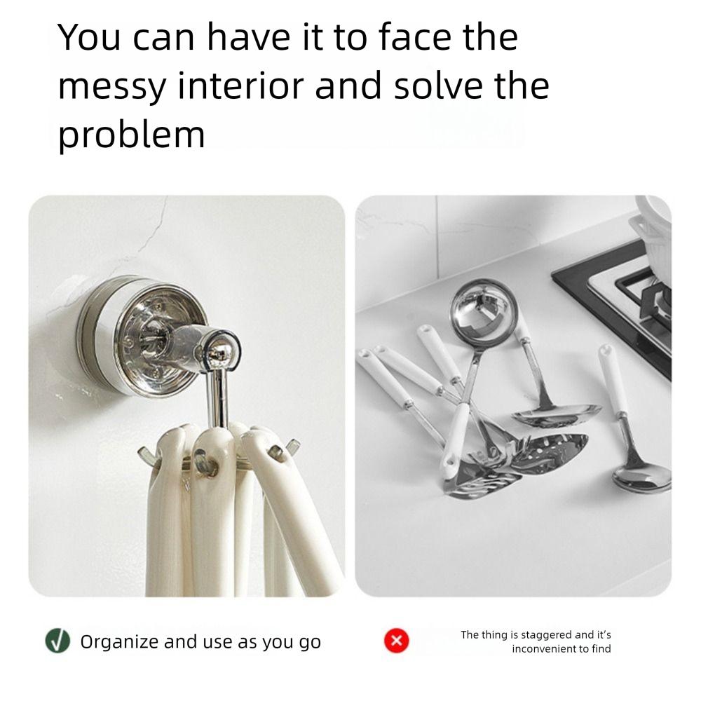 Hanging Six-claw Rotating Hook Wall Mounted Suction Cup Hook Kitchen Utensil Holder  For Home