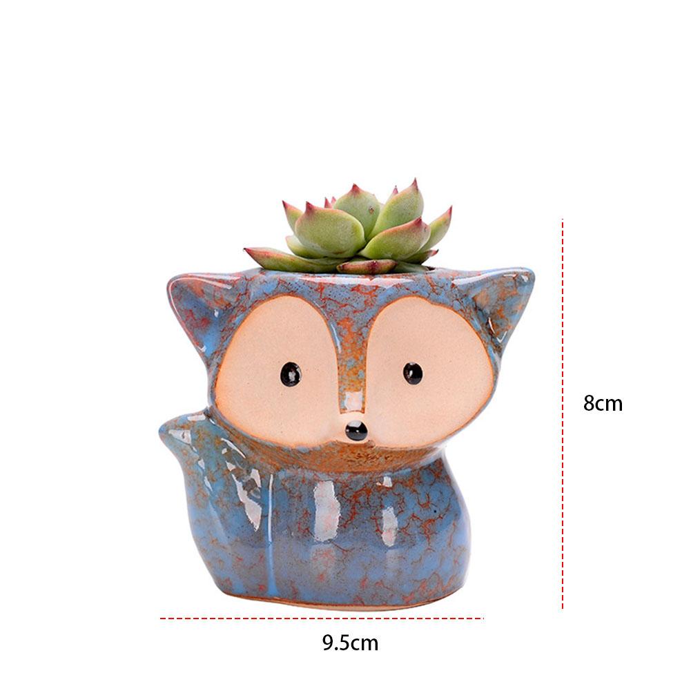 Fox Ceramic Succulent Pot Bonsai Container Multi-Function Flower Planter Pot with Drain Hole Garden Plant Pot for Indoor Outdoor
