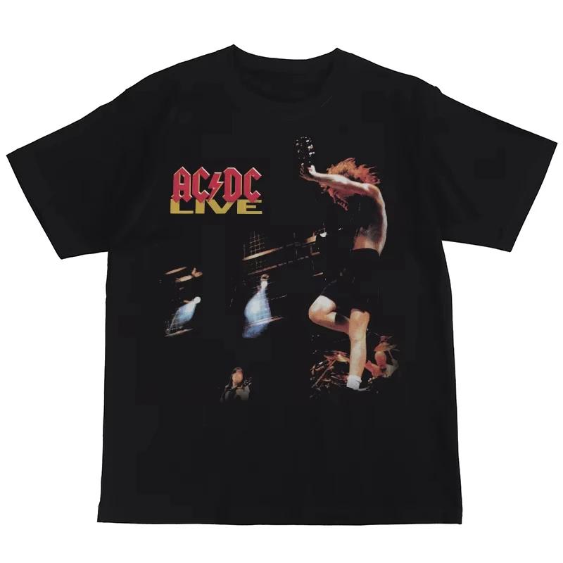 Módní trend léta 2025 Nové bavlněné tričko s krátkým rukávem s potiskem ACDC American Street Hip-hop Punk Nirvana Vintage