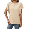 Summer Solid Color Round Neck Ruffle Sleeves Short Sleeved T-shirt Top