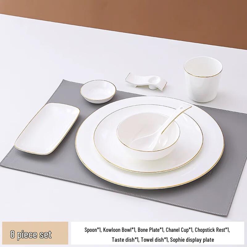 Gold Rim Bone China Tableware Set